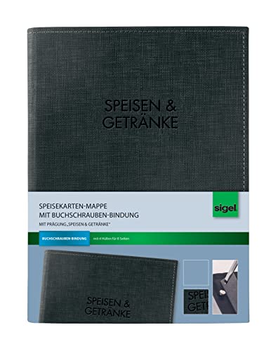 Sigel Menù, Rilegatura A Vite Per A5 Con Stampa, 1 Pezzi 1 Pezzo Schwarz/Mit Aufdruck