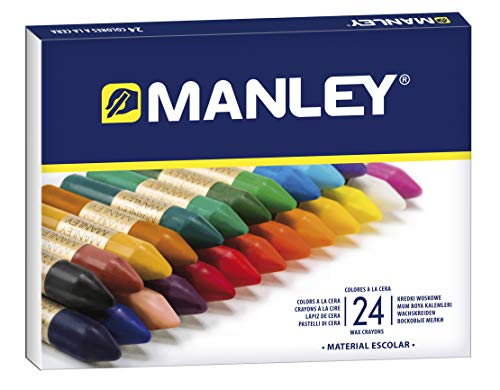 Manley Ceras 24 Unità | Cere Colorate Professionali | Astuccio Per Cere Morbide Con Tratto Morbido | Colori Assortiti