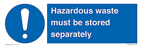 Cartello Con Scritta "Hazardous Waste Must Be Stored Separately Sign", 300 X 100 Mm, L31