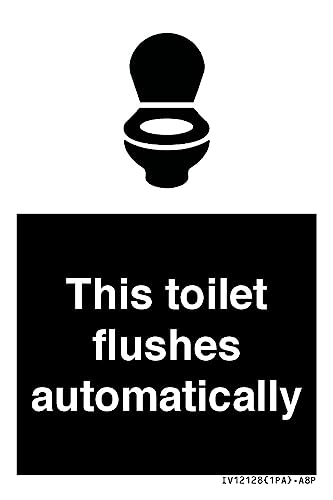 Cartello "This Toilet Flushes Automatically Sign", 50 X 75 Mm, A8P