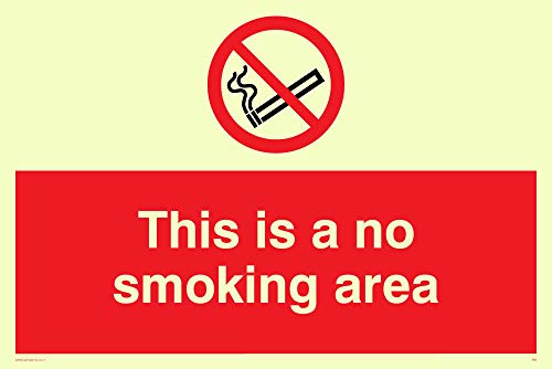 Viking Segni Ps9-A6L-P "This Is A No Smoking Area Sign, Plastica, Semirigida, 100 Mm Altezza X 150 Mm Larghezza Fotoluminescenti