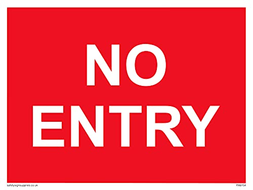 Confezione Da 5 – No Entry Sfondo Rosso Bianco Segno – 200 X 150 Mm – A5L