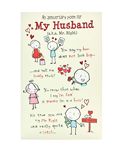 Uk Greetings Biglietto Di Anniversario Di Matrimonio Per Marito, Design Con Poesia, Multicolore, 149 Mm X 229 Mm