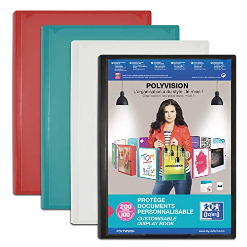 Oxford 1 Singola Porta Vista Polyvision A4 200 Viste / 100 Tasche Copertina In Polipro Opaco Colore Casuale