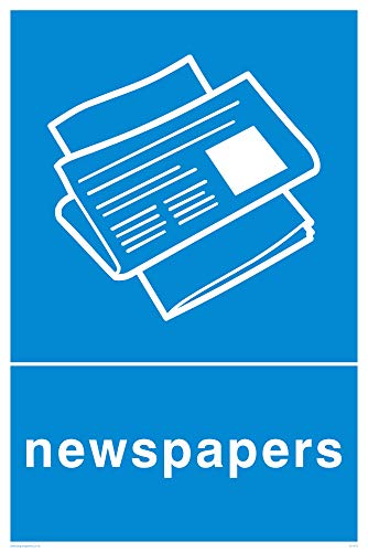 Viking Segni Ij1413-A4P-Ac Recycling-Newspapers Sign, Composito Di Alluminio, 300 Mm Altezza X 200 Mm Larghezza