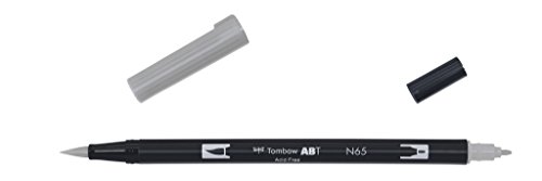 Tombow Dual Brush-N65 – Pennarello Doppia Punta Pennello, Colore: Grigio