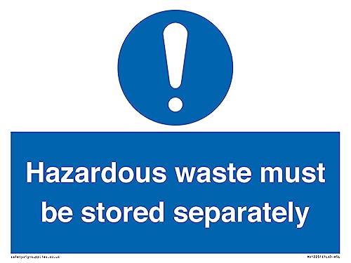 Cartello Con Scritta "Hazardous Waste Must Be Stored Separately Sign – 200 X 150 Mm – A5L