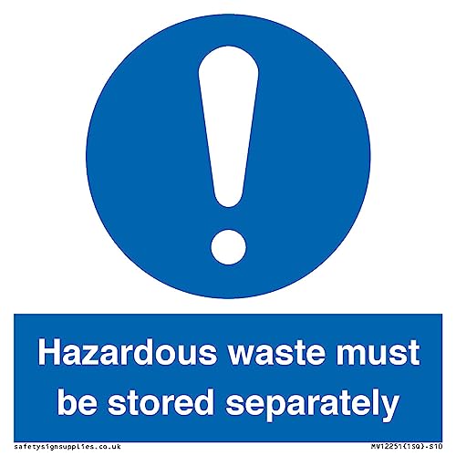 Cartello Con Scritta "Hazardous Waste Must Be Stored Separately Sign", 100 X 100 Mm, S10