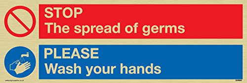 Stop Germs Please Wash Your Hands Sign – Adesivo In Vinile Dorato