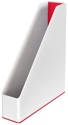 Leitz Wow 53621026 - Portariviste, Formato A4, Doppio Colore, Bianco/Rosso