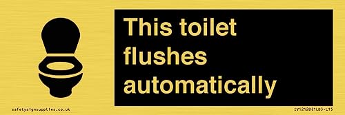 Cartello "This Toilet Flushes Automatically Sign", 150 X 50 Mm, L15