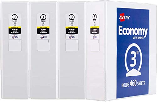 Avery Economy View Binder, With 1.5 Inch Round Ring, Black, 5725) Confezione Da 4 3 Inch Bianco