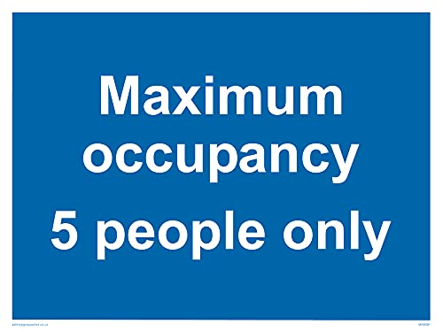 Confezione Da 5 – Cartello Con Scritta"Maximum Occupancy 5 Person Only – 200 X 150 Mm – A5L