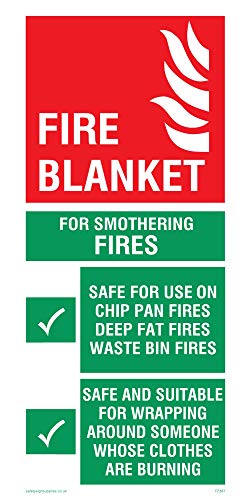 Viking Signs, Insegna Con Scritte: "Fire Blanket Instructions For Use Sign" (Lingua Italiana Non Garantita), Vinile, 200 Mm X 100 Mm (Altezza X Larghe