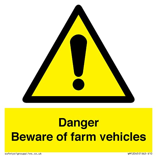 Danger Beware Of Farm Vehicles, Cartello 100 X 100 Mm, S10