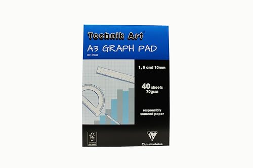 Exacompta Clairefontaine 'Technik Art' Blocco Grafico, A3, Griglia 1/5/10 Mm, 40 Fogli, Blu
