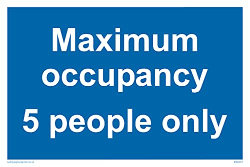 Confezione Da 5 – Cartello Con Scritta"Maximum Occupancy 5 Person Only – 150 X 100 Mm – A6L