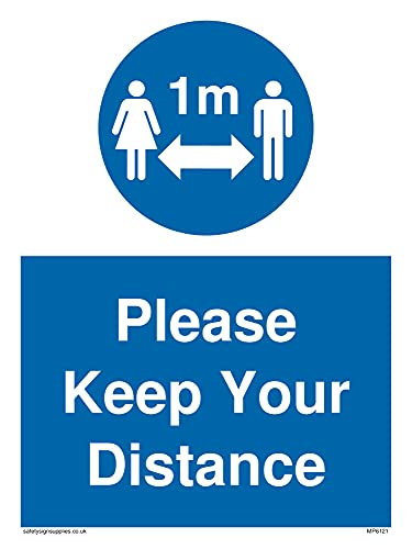 Confezione Da 5 – Simbolo Social Distance 1 M Con Please Keep Your Distance – 150 X 200 Mm – A5P
