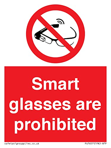 Cartello Con Scritta "Smart Glasses Are Vieted" – 75 X 100 Mm – A7P