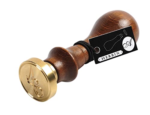 Herbin 40101T - Sigillo Rotondo Con Manico In Legno Smaltato, Lettera A In Corsivo Inglese