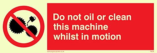 Viking Segni Pm38-L15-Pv "Do Not Oil Or Clean Questa Macchina Mentre In Movimento" Sign, Photo Luminescent Sticker, 50 Mm Altezza X 150 Mm Larghezza