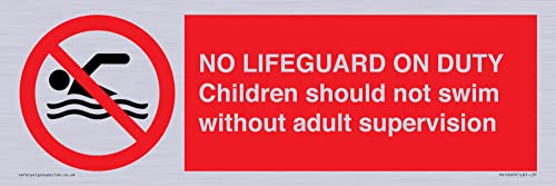 Cartello Con Scritta "No Lifeguard On Dight", 300 X 100 Mm, L31