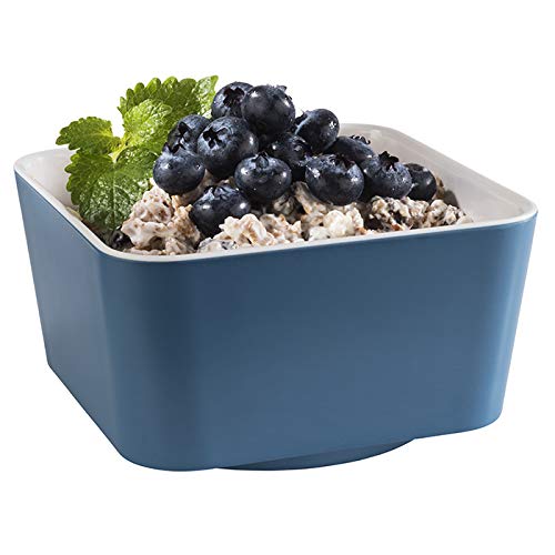 Ciotola Aps "Happy Buffet", Ciotola Quadrata Da Buffet, Ciotola In Melamina, Bianco/Blu, 13 X 13 Cm, Altezza 7 Cm, Per 0,6 Litri Di Capacità