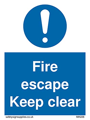 Confezione Da 5 – Segnale Fire Escape Keep Clear – 75 X 100 Mm – A7P