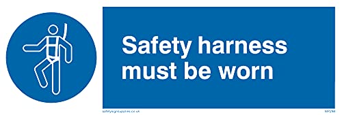 Confezione Da 5 – Safety Harness Must Be Worn Sign – 150 X 50 Mm – L15