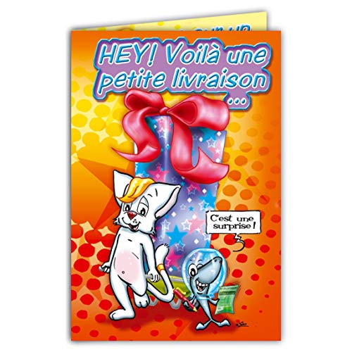 Maxicha-001 - Maxi Cartolina Gigante Con Scritta In Lingua Inglese "Joyeux Anniversaire", Motivo: Gattino
