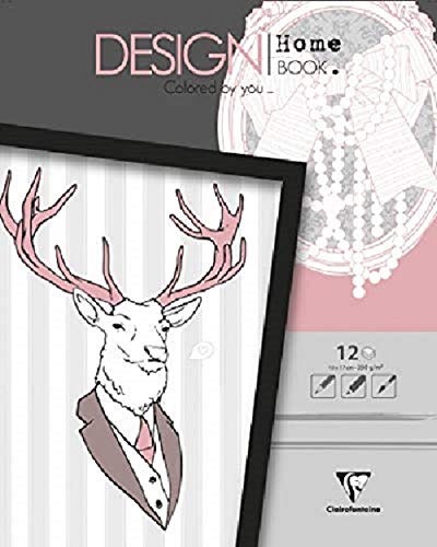 Clairefontaine 97437C - Blocco "Design Home Book" Da 12 Fogli Stampati 250G/M² Da Colorare - Misura 13X17Cm - Hobby Creativi E Colorare Adulti E Bambi