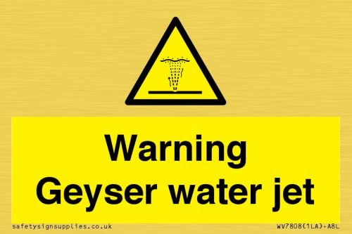 Cartello A Getto D'Acqua Warning Geyser - 75 X 50 Mm - A8L