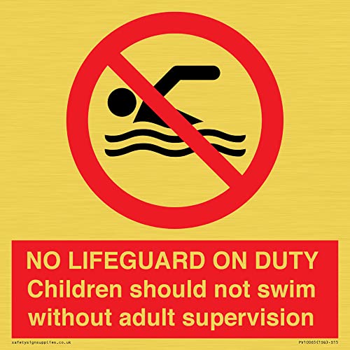 Cartello Con Scritta "No Lifeguard On Duty" – 150 X 150 Mm – S15