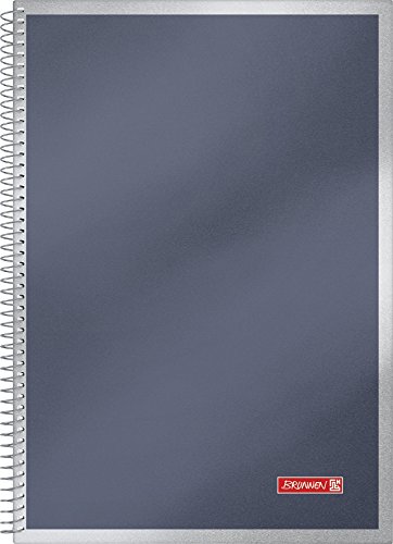 Brunnen 106793480 - Quaderno A Spirale Con Copertina Rigida, Formato A4, A Quadretti, Con Bordo E Intestazione, 100 Fogli (Singolo, Nero)