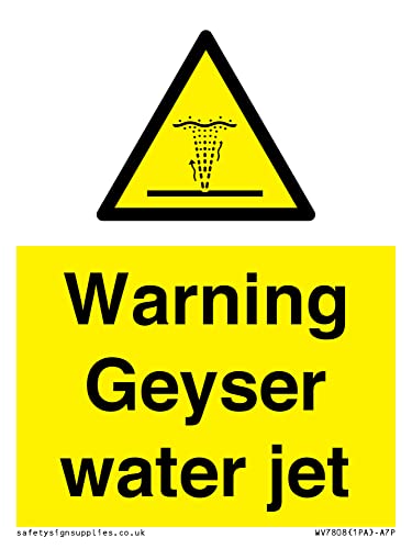 Cartello A Getto D'Acqua Warning Geyser - 75 X 100 Mm - A7P