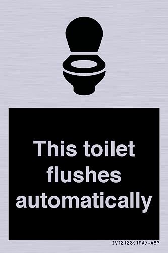Cartello "This Toilet Flushes Automatically Sign", 50 X 75 Mm, A8P