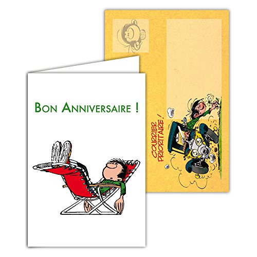 Gaston Lagaffe Glct-6067 Scheda Di Compleanno Per Tutte Le Età Con Disegno Vintage Origine Con Motivo Sdraietta Cool Relax Zen