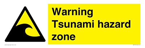 Warning Tsunami Hazard Zone Sign - 450 X 150 Mm - L41