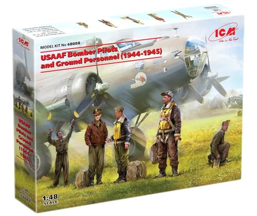 Icm Icm48088 1:48-Usaaf Bomber Pilots & G/Personale(1944-45), Non Verniciato