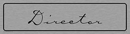Viking Segni Dv1123-L26-Ms "Direttore" Door Sign, Caramel Font, 1 Mm, In Acciaio Inox, 225 Mm H X 60 Mm W