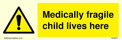 Adesivo Fotoluminescente In Vinile Con Scritta "Medically Fragile Child Lives Here"