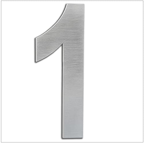Evi Herrajes | Numero Adesivo Per Case In Acciaio Inossidabile | Nº 1 | 20 X 8 Cm | Per Muri, Facciate, Portoni O Porte | Per Esterni E Interni | Mod.