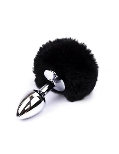 Plug Anal Con Pompón Negro Talla S