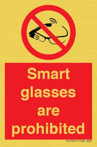 Cartello Con Scritta "Smart Glasses Are Vieted" – 50 X 75 Mm – A8P
