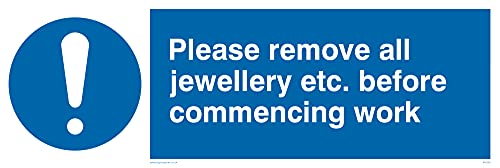 Confezione Da 5 – Cartello"Remove All Jewellery For Work" – 300 X 100 Mm – L31
