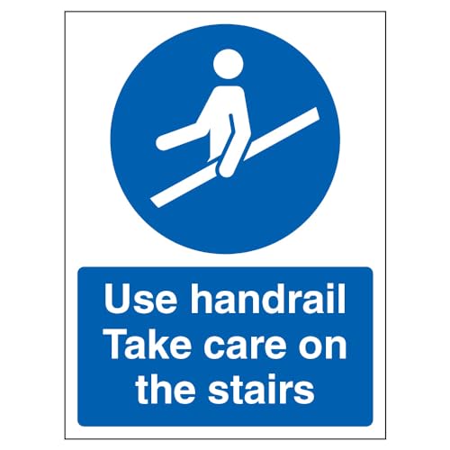 Cartello Vsafety Use Handrail Take Care On The Stairs – 150 X 200 Mm – 1 Mm In Plastica Rigida