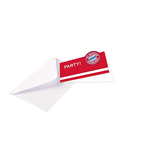 Amscan Fc Bayern München 9906515 - Biglietti D'Invito Con Buste, 8 Pezzi, Dimensioni 13,9 X 8 Cm, Biglietto Pieghevole In Carta, Festa, Compleanno