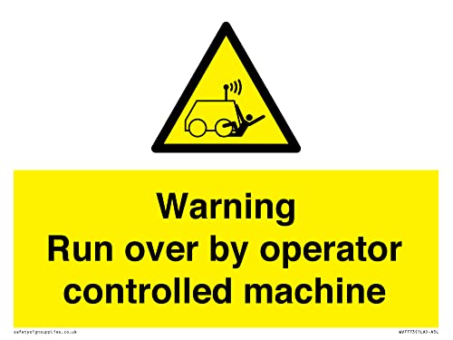 Cartello Con Scritta "Warning Run Over By Operator Controlled Machine", 200 X 150 Mm, Formato A5L