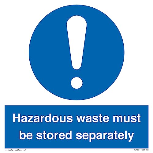 Cartello Con Scritta "Hazardous Waste Must Be Stored Separately Sign", 200 X 200 Mm, S20