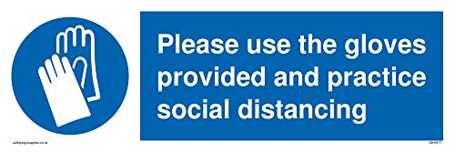 Vichingo Signs Please Use The Gloves Provided And Practice Social Distancing Sign – Vinyl/Sticker
